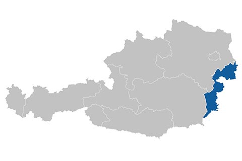 Österreichkarte mit Burgenland markiert